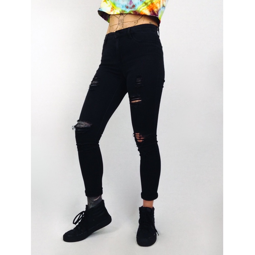 PacSun Distressed Jeggings Denim in Black | Size 26